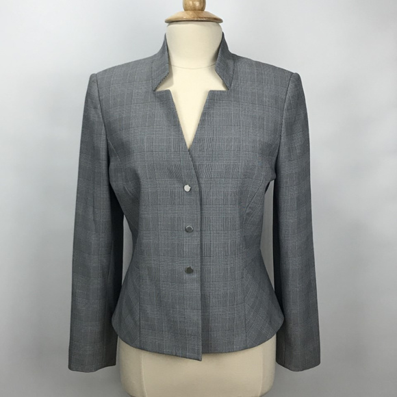 Tahari by ASL Jackets & Blazers - Tahari by ASL Sz 12  Gray Plaid Jacket Blazer NWOT